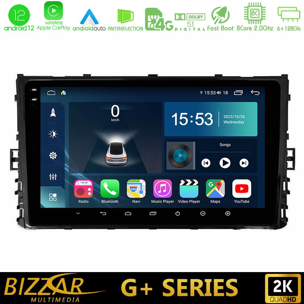 bizzar_g_vw0333 Bizzar G+ Series VW MQB 2017-> 8core Android12 6+128GB Navigation Multimedia 9" - Image 1