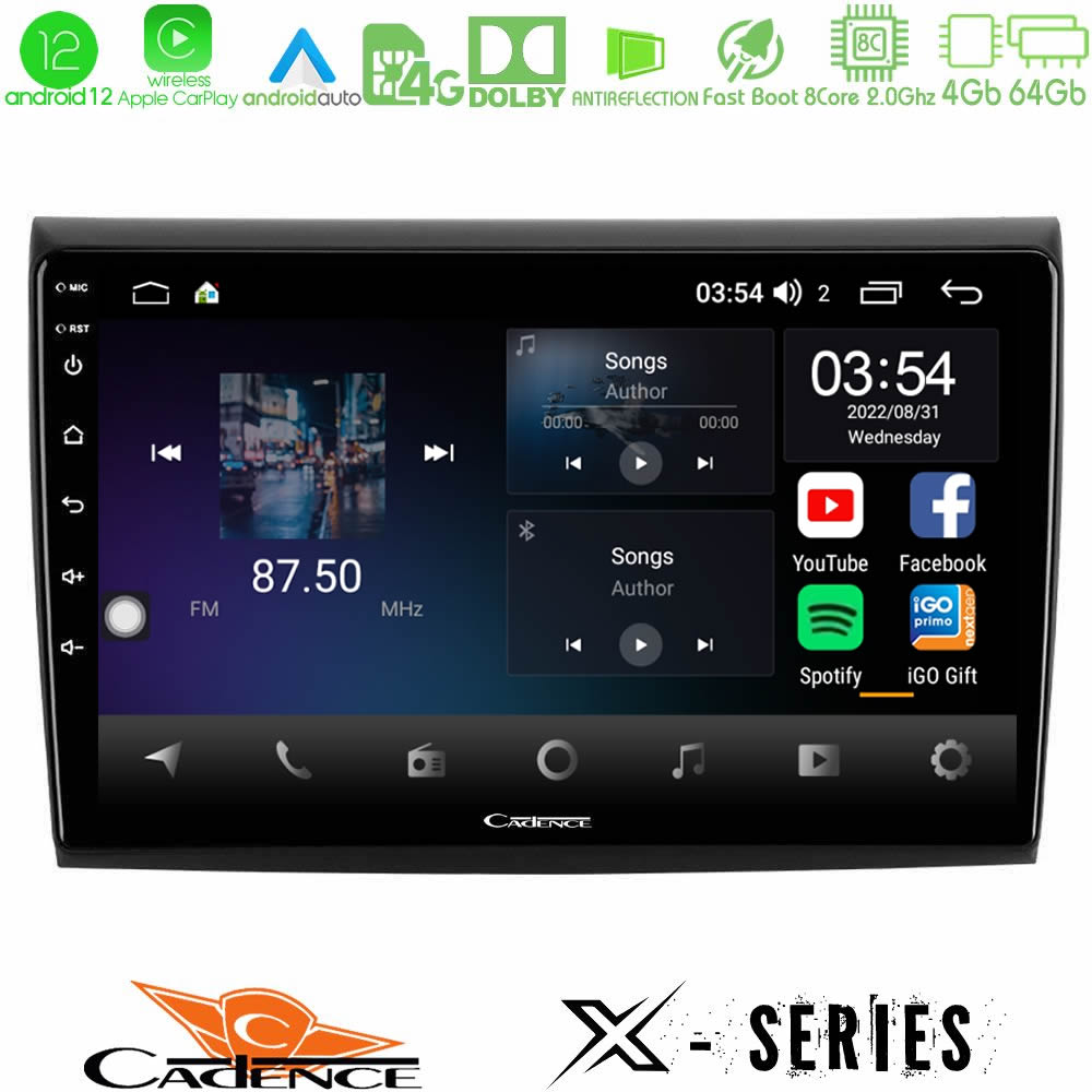 bizzar_x_ft724 Cadence X Series Fiat Bravo 8core Android12 4+64GB Navigation Multimedia Tablet 9" - Image 1