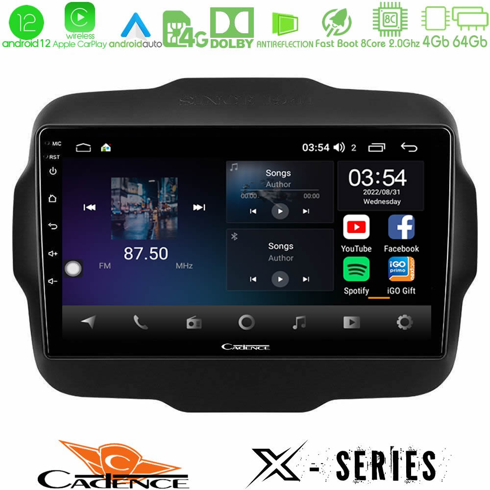bizzar_x_jp134 Cadence X Series Jeep Renegade 2015-2019 8core Android12 4+64GB Navigation Multimedia Tablet 9" - Image 1