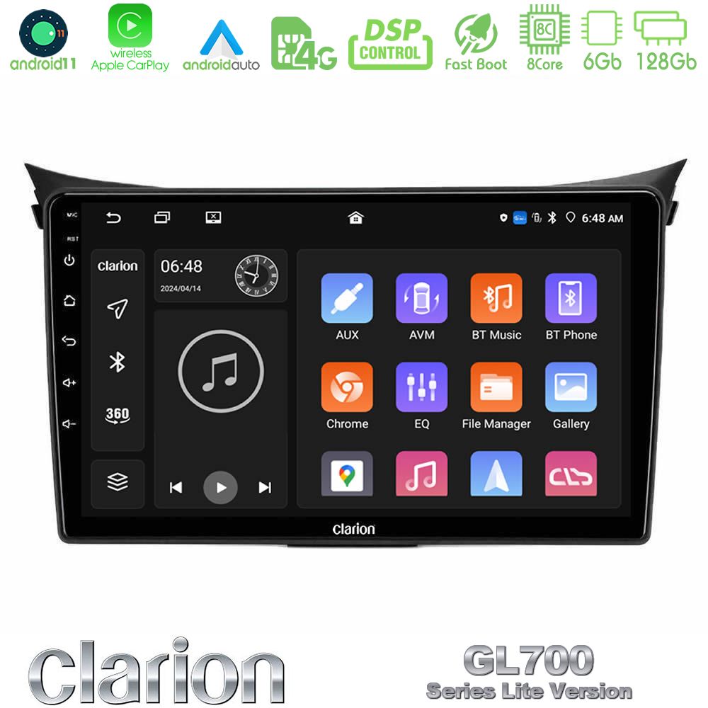 clarion_g76l_hy0833 Clarion GL700 Lite Series 8Core Android11 6+128GB Hyundai i30 2012-2017 Navigation Multimedia Tablet 9" Με Carplay & Android Auto - Image 1