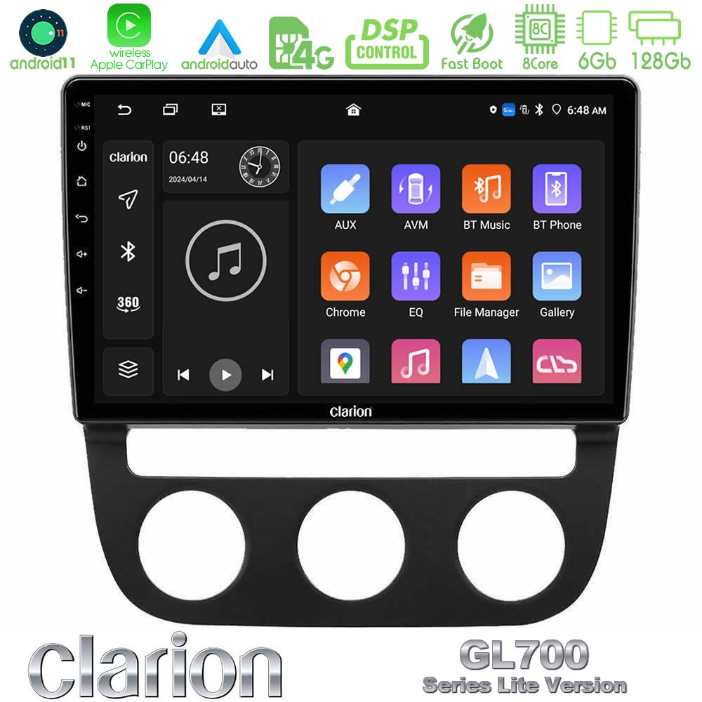 clarion_g76l_vw0394 Clarion GL700 Lite Series 8Core Android11 6+128GB VW Jetta Navigation Multimedia Tablet 10" Με Carplay & Android Auto - Image 1