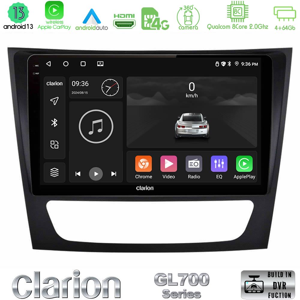clarion_gl7_mb0760 Clarion GL700 Series 8Core Android13 4+64GB Mercedes E Class / CLS Class Navigation Multimedia Tablet 9" Με Carplay & Android Auto - Image 1