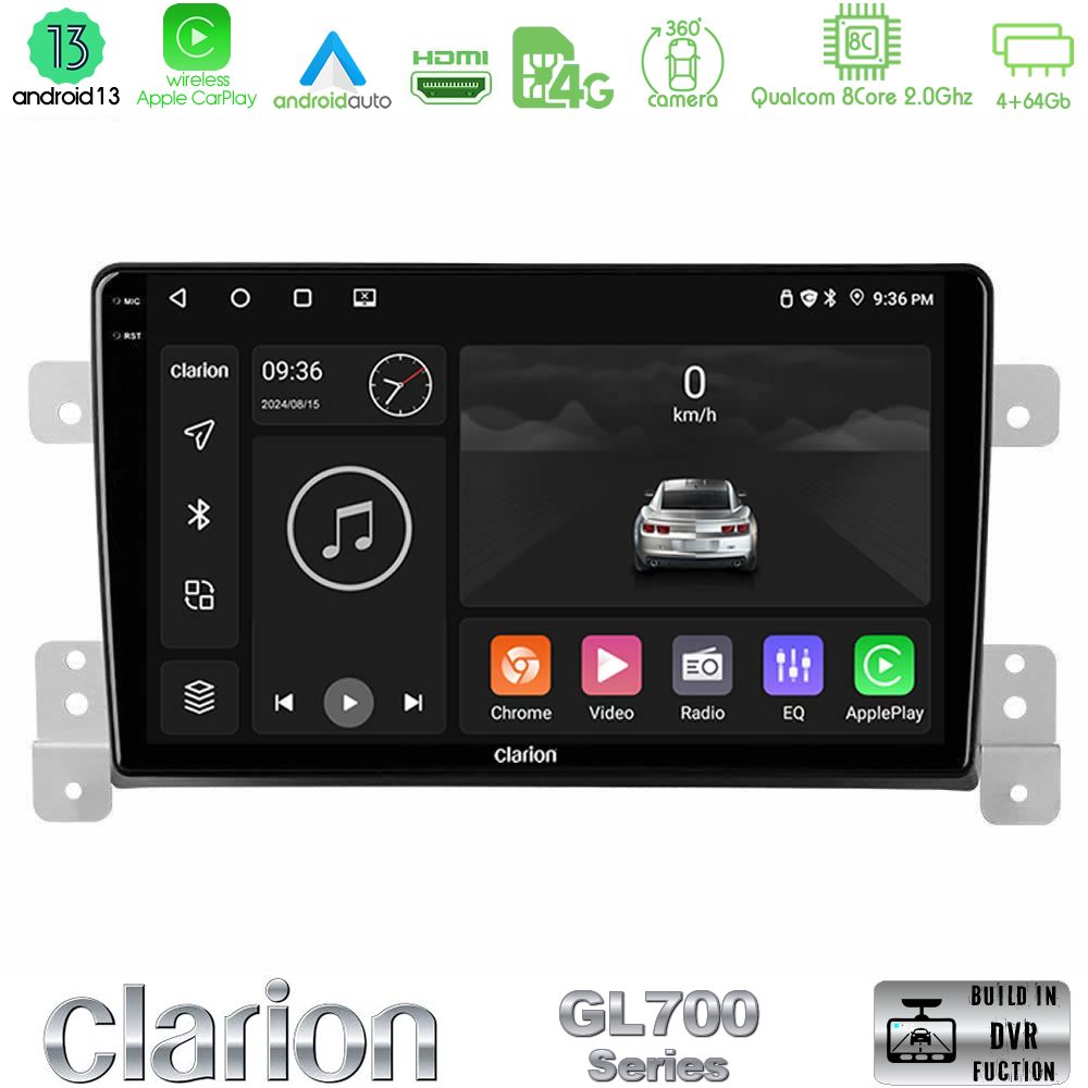 clarion_gl7_sz0630 Clarion GL700 Series 8Core Android13 4+64GB Suzuki Grand Vitara Navigation Multimedia Tablet 9" Με Carplay & Android Auto - Image 1