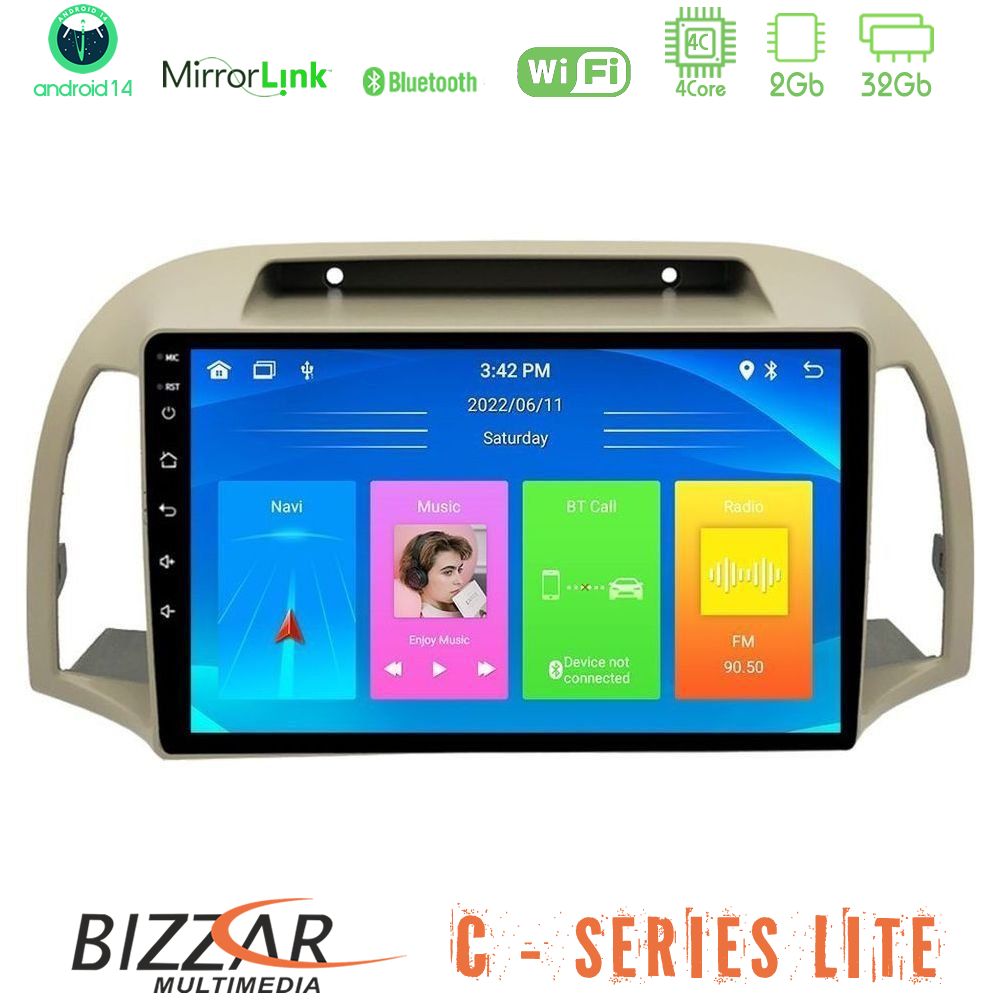 bizzar_c_ns0012 Bizzar C Series Lite 4Core Android14 2+32GB Nissan Micra K12 2002-2010 Navigation Multimedia Tablet 9" - Image 1