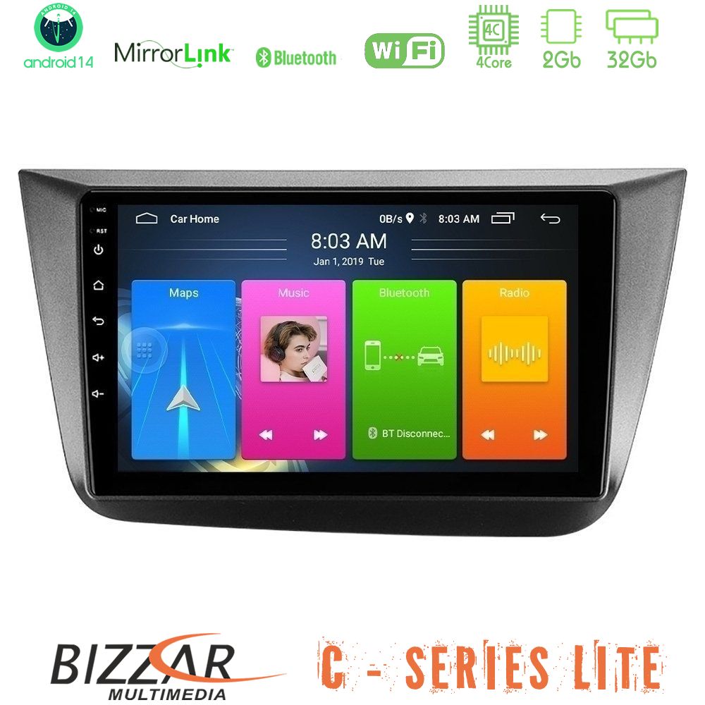 bizzar_c_st0840 Bizzar C Series Lite 4Core Android14 2+32GB Seat Altea 2004-2015 Navigation Multimedia Tablet 9" - Image 1