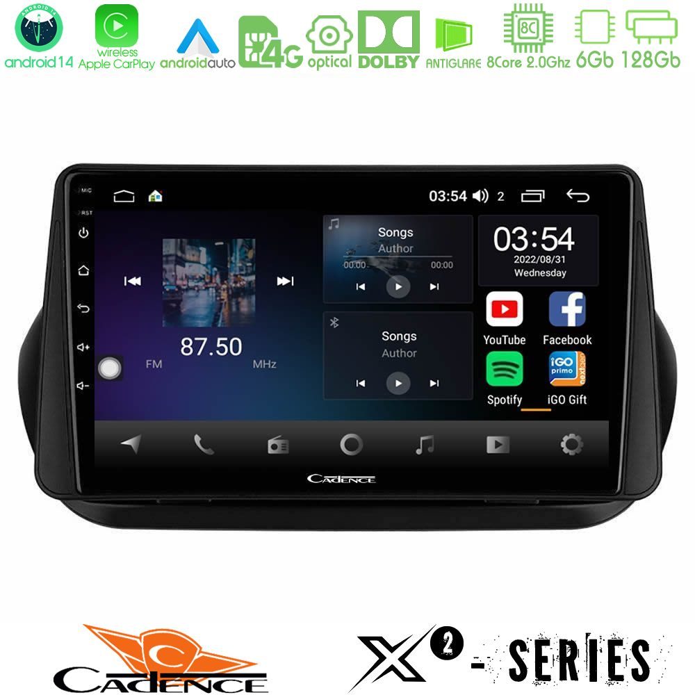 cadence_x2_ft1025 Cadence X2 Series 8Core Android14 6+128GB Fiat Fiorino/Citroen Nemo/Peugeot Bipper Navigation Multimedia Tablet 10" - Image 1
